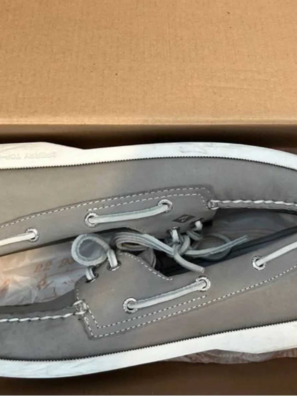 Sperry Gray Suede Boat Shoe Flats - Picture 1 of 5